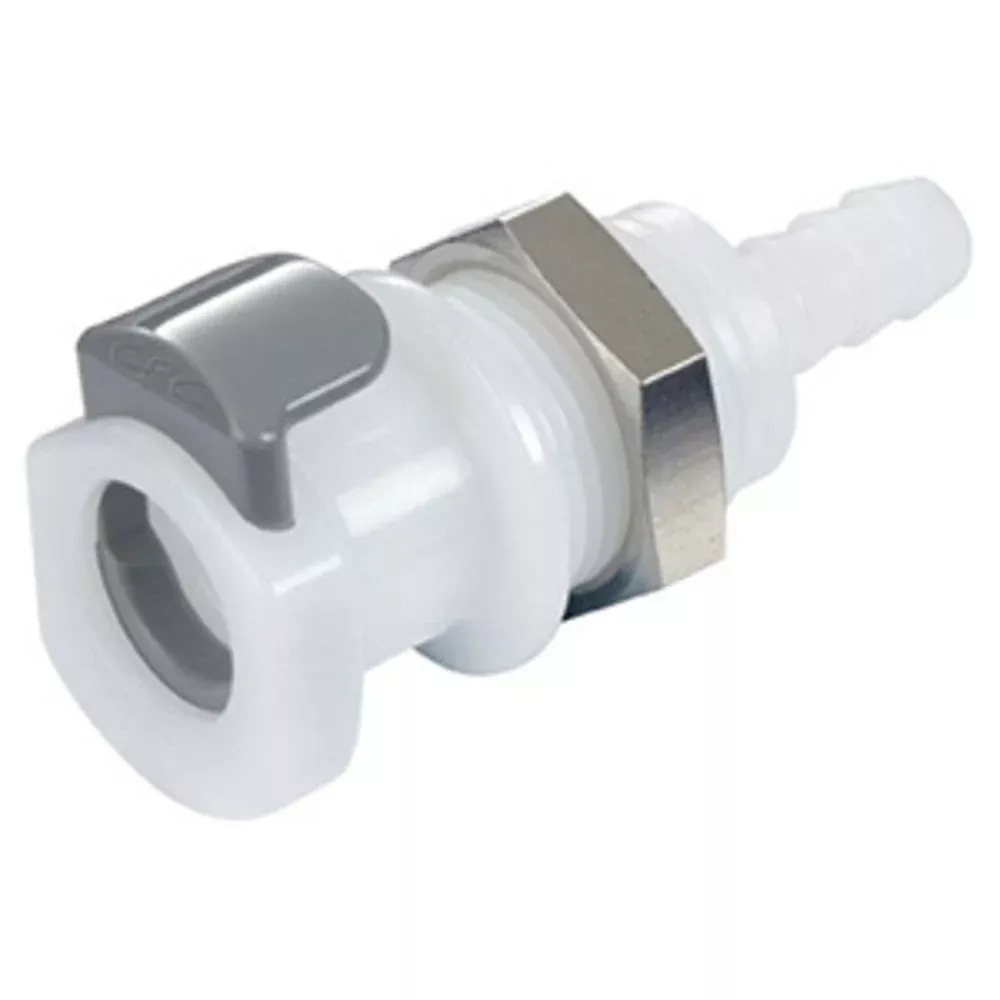 9208200 NSF Valved Panel Mount Hose Barb Coupling Body 1/4 ID Barb