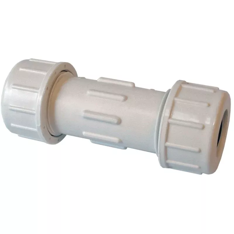 B & K 160-107 Double Seal Coupling, 1-1/2 in, Compression, PVC