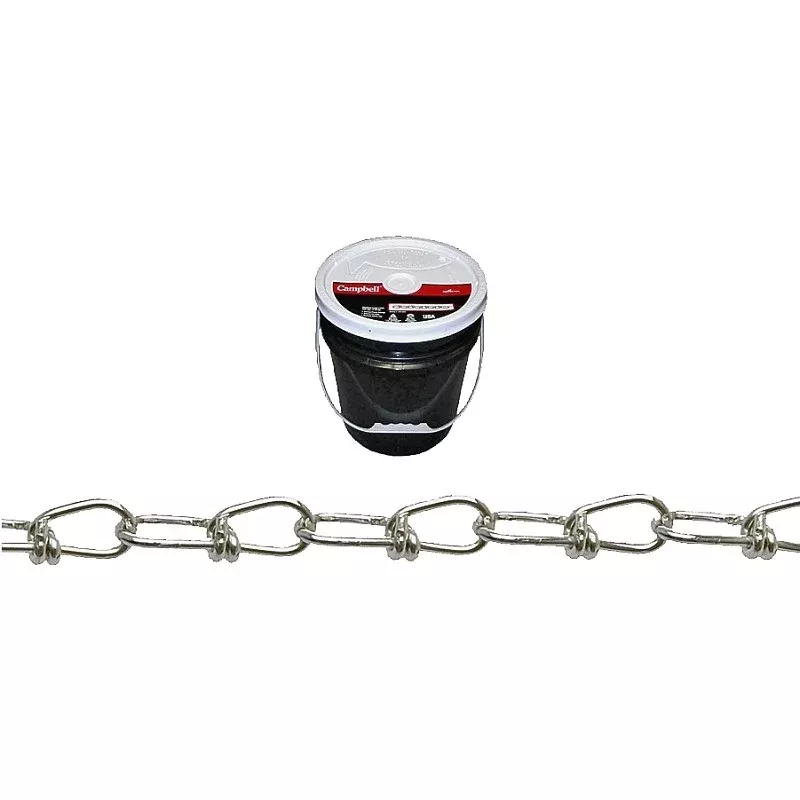 Campbell 075-2023N Double Loop Chain, #2/0, 350 ft L, 255 lb Working Load, Carbon Steel, Zinc