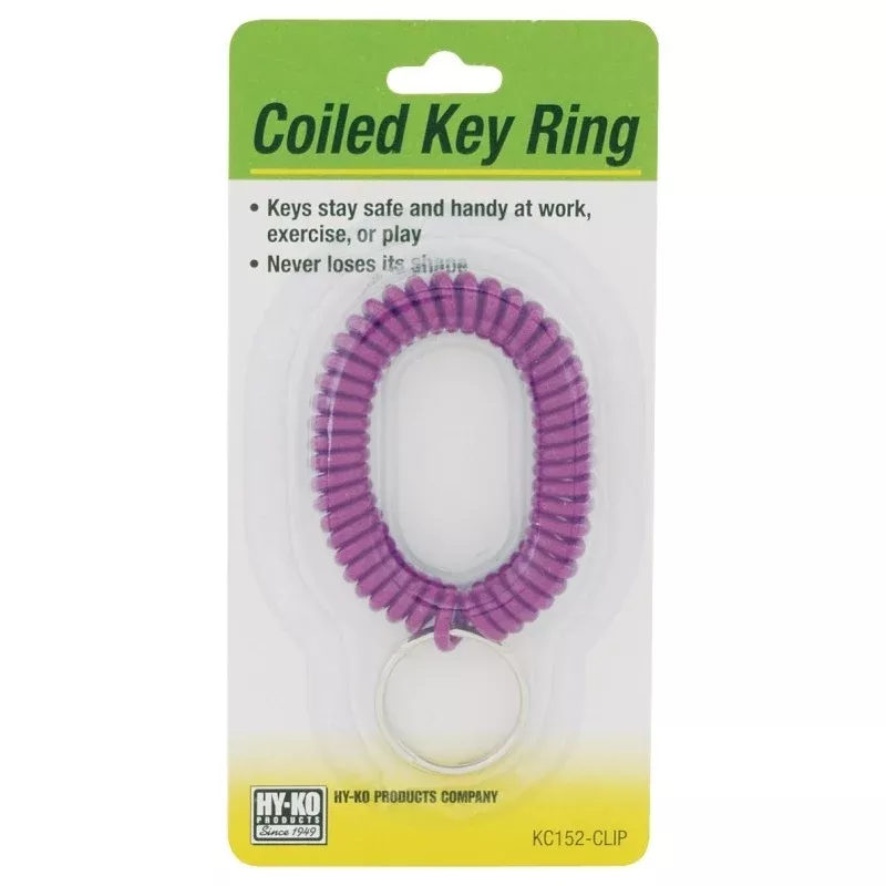 Hy-Ko KC152-CLIP Key Ring, Coiled, Vinyl