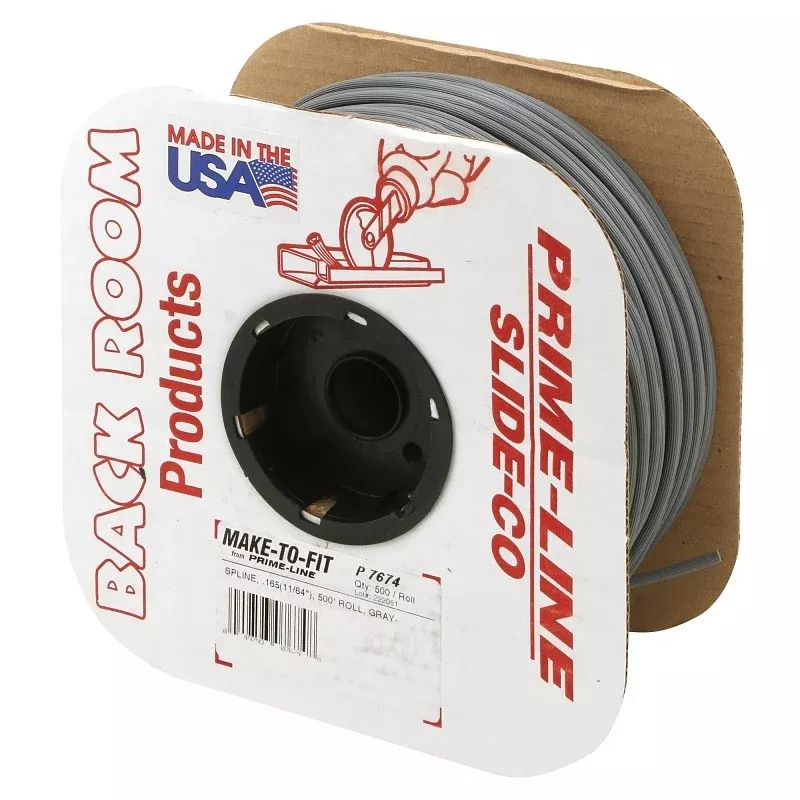 Make-2-Fit P 7674 Screen Retainer Spline, 0.165 in D, 500 ft L, Vinyl, Gray, Round