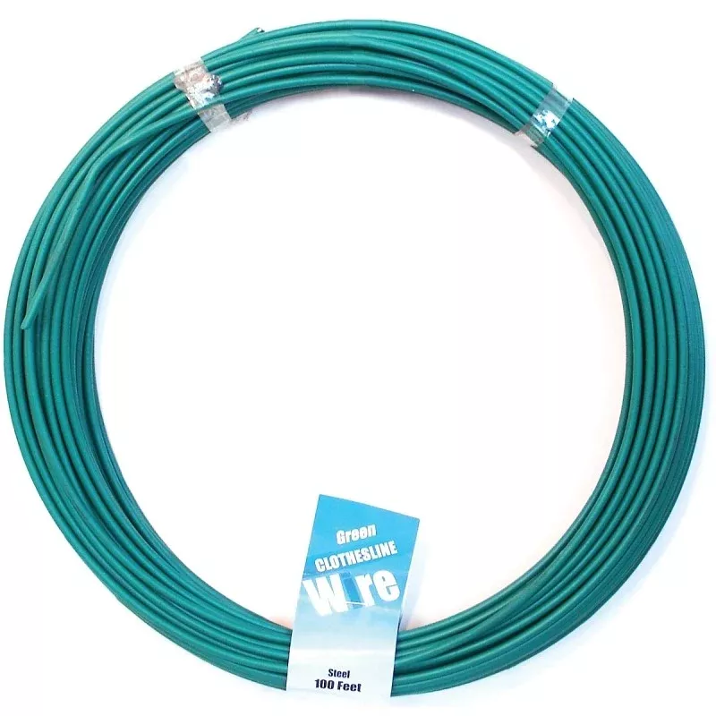 Midwest Fastener 11269 Solid Wire Clothesline, 100 ft L, Steel, Green
