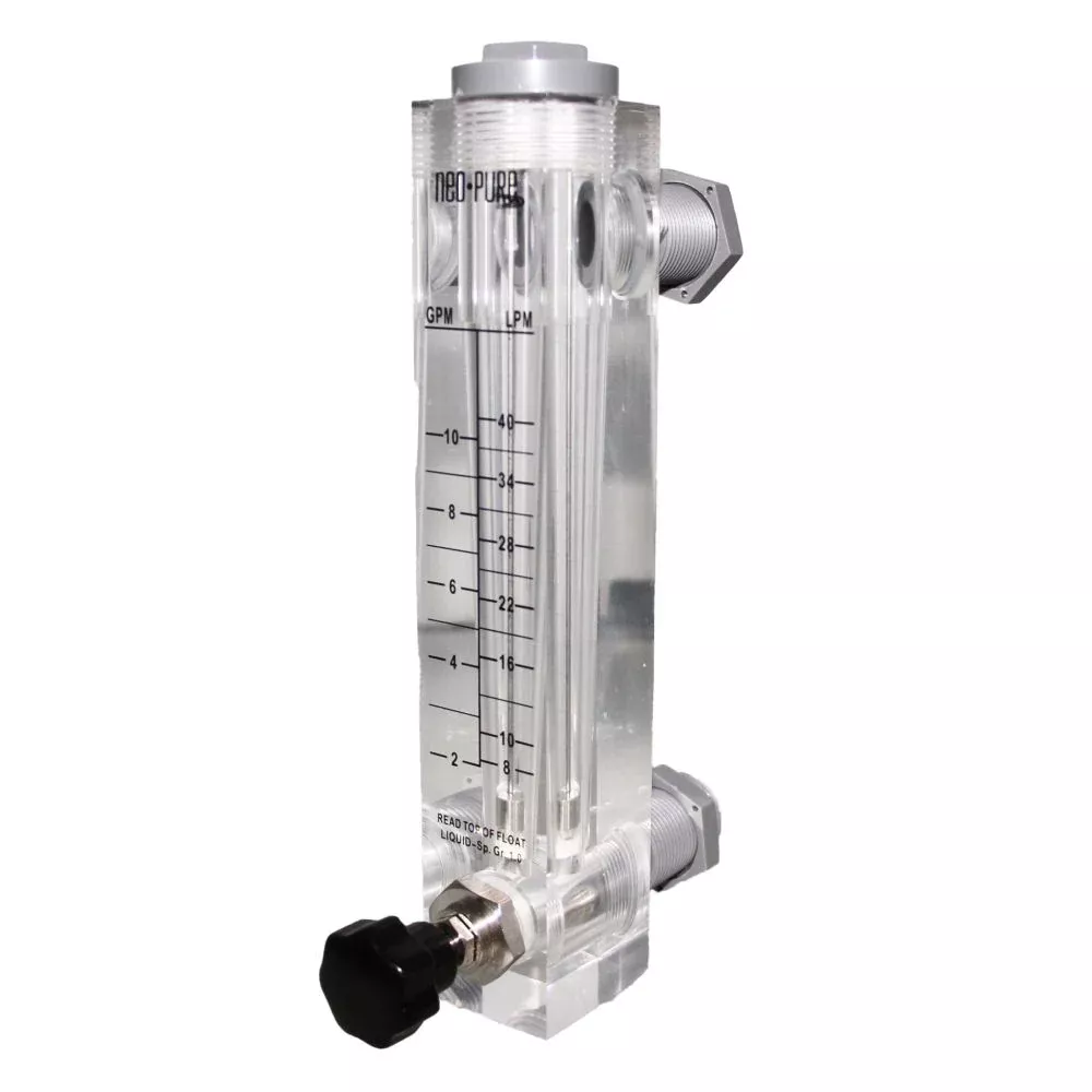 Neo-Pure Adjustable Panel Mount Flowmeter 2-10GPM 3/4" MNPT