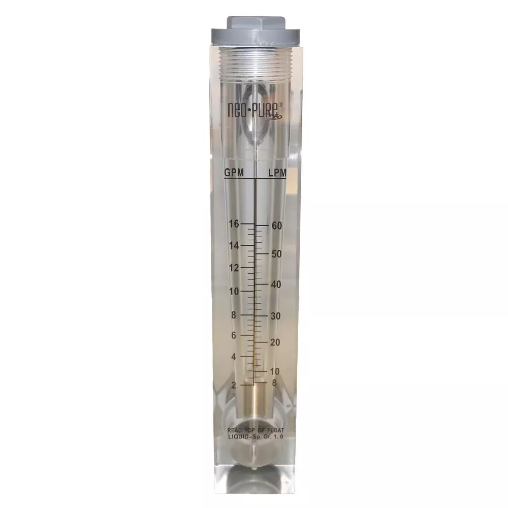 Neo-Pure Panel Mount Flowmeter 2-10GPM 3/4" MNPT