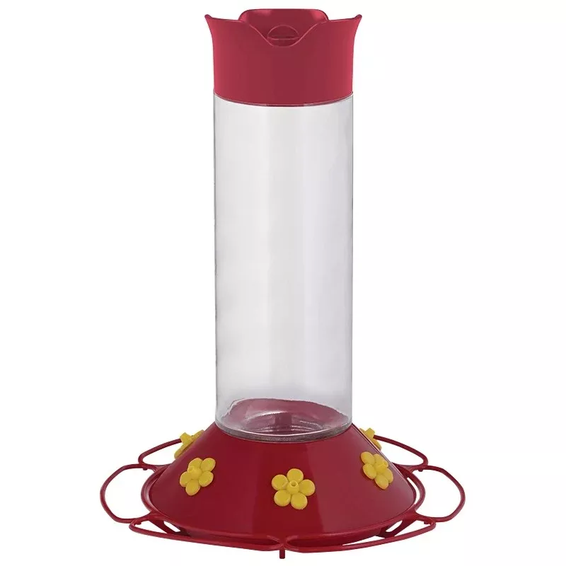 Perky-Pet 209B Bird Feeder, 30 oz, 6-Port/Perch, Glass/Plastic, Bright Red/Yellow, 8.3 in H