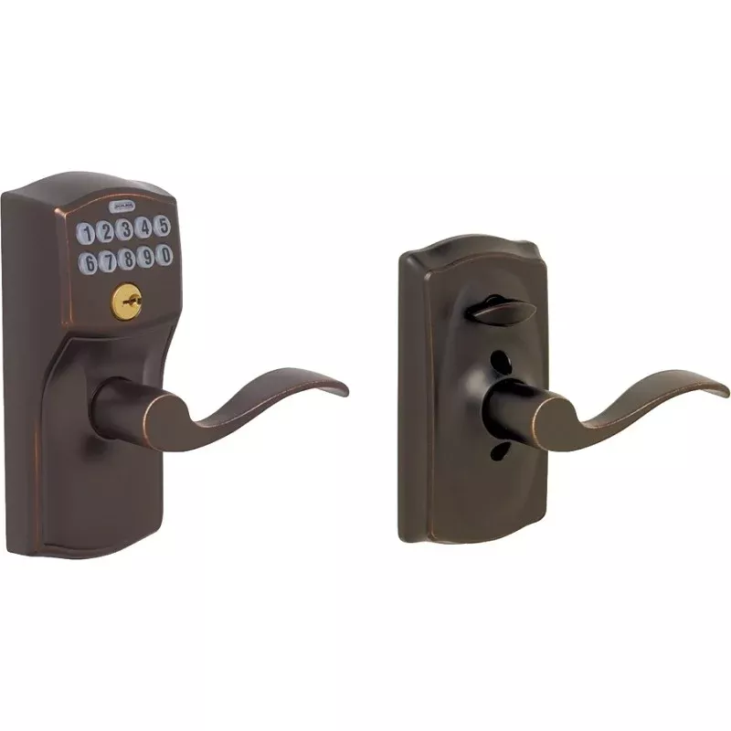 Schlage FE Series FE595VCAM/ACC 716 Electronic Entry Lock, 19 Number of User Codes, 1/2 in Projection, Wave Design, Yes