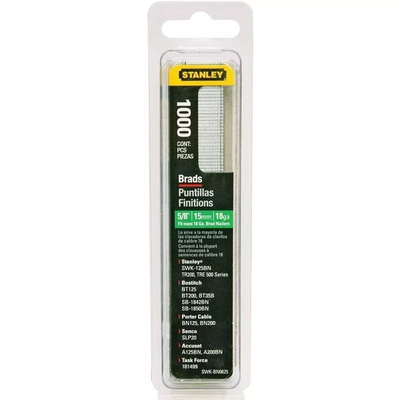 STANLEY SWKBN625S Brad Nail, 5/8 in L, Galvanized Steel, Chisel Point