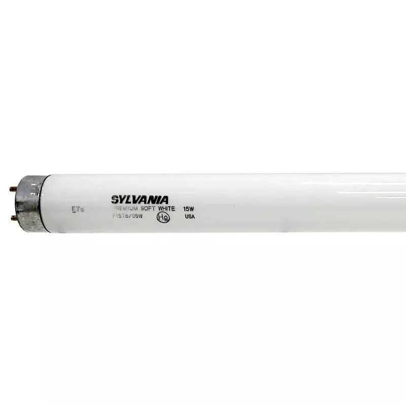 Sylvania 21656 Fluorescent Bulb, 15 W, T8 Lamp, Medium Lamp Base, 810 Lumens, 3000 K Color Temp, Soft White Light