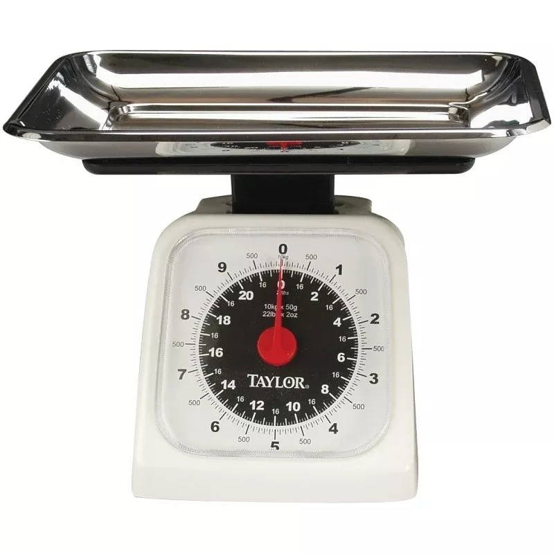 Taylor 3880 Kitchen Scale, 22 lb Capacity, Analog Display, Stainless Steel Platform, Styrene Housing Material, g, oz