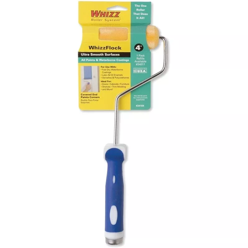 Whizz 34164 Mini Roller, Flock Roller, Soft Touch Handle, 4 in L Roller