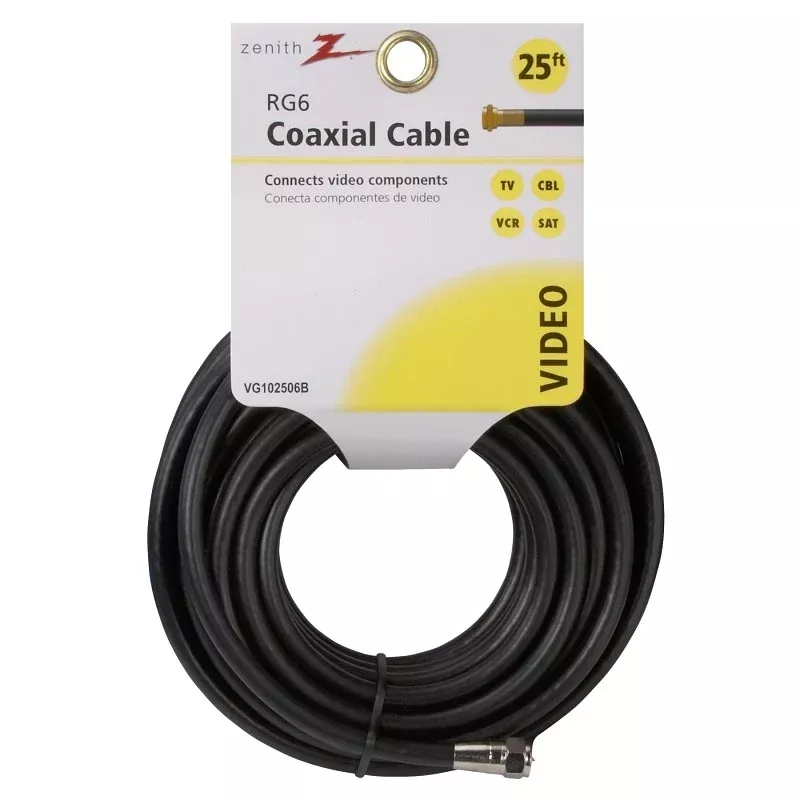 Zenith VG102506B Coaxial Cable, 25 ft L